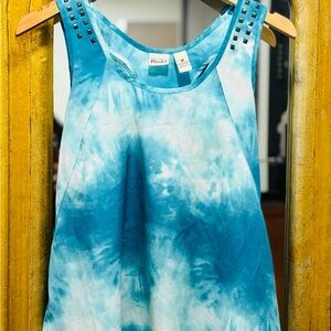 Mudd Blue Tie-Dye Tank Top with Studded Straps